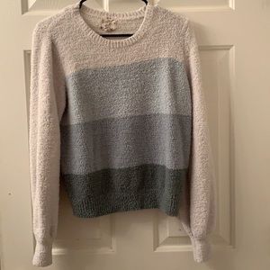 Hippie Rose, medium, blue and white sweater.